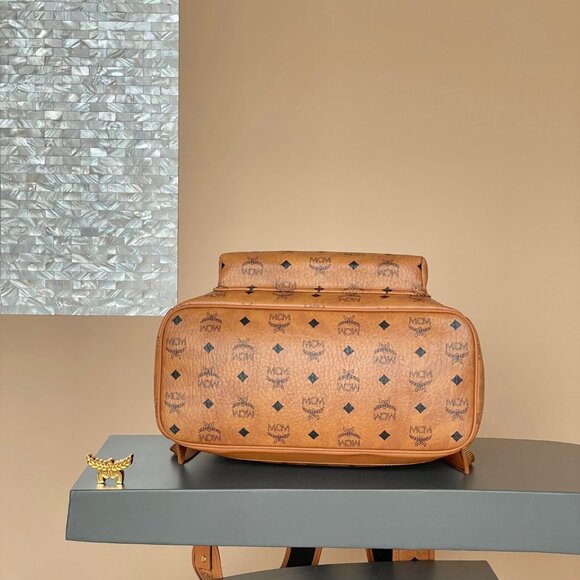 MCM Tan Leather Backpack/purse with Gold Accents - Picture 5 of 9